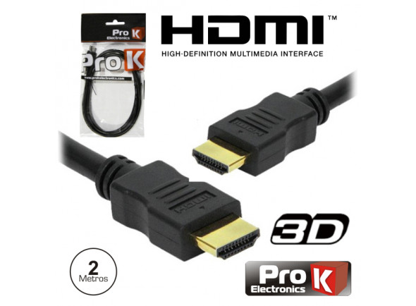 ProK   Cabo HDMI Dourado Macho / Macho 1.4 Preto 2m